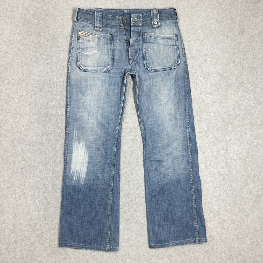 Diesel Moorix Jeans Men 30x30 Blue Relaxed Baggy Fit Patch Pockets Italy 00881